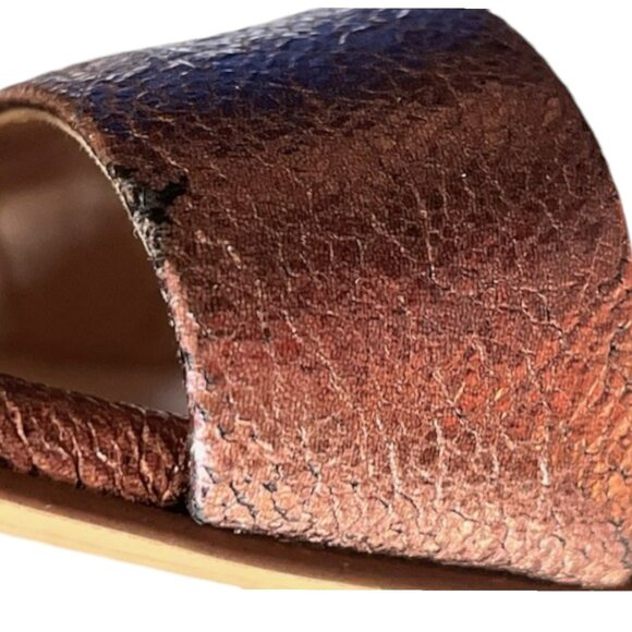 Sam Edelman Yaro Ankle Strap Heeled Crinkle Leather Sandals - Copper - 9 - Picture 14 of 14